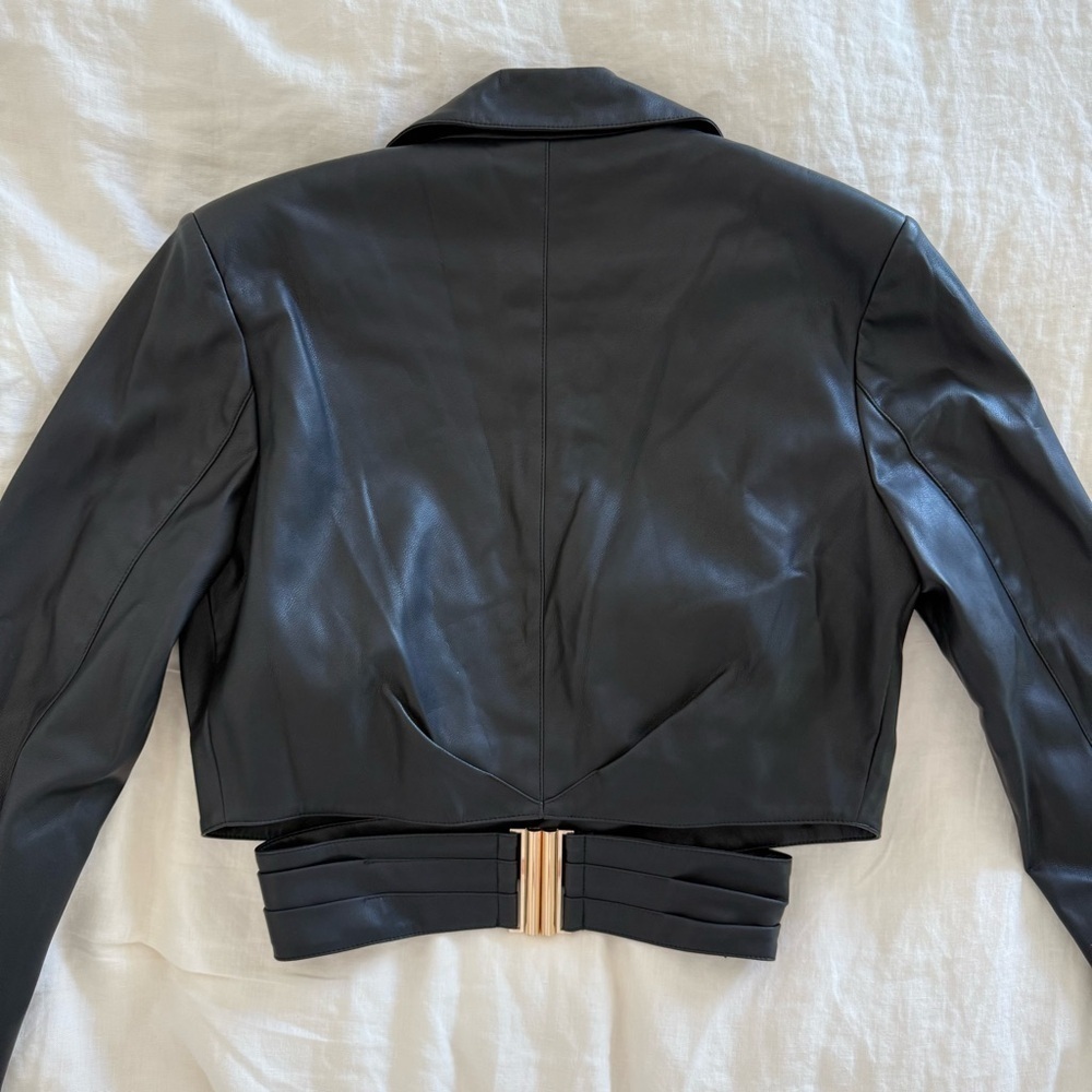 Ronny Kobo Lilo Faux Leather Wrap Blazer - Picture 2 of 6